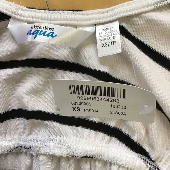 RESORTWEAR LA vie en rose Navy blue white openback stripes shortall, cover up XS - Picture 3 of 6